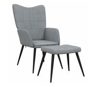 Vidaxl silla de relajación con reposapiés tela gris claro