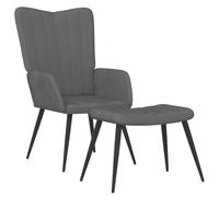 vidaXL Silla de Relajación con Taburete Asiento Sillón Salón Sala de Estar Estudio Escritorio Oficina Muebles Decoración Terciopelo Gris Oscuro