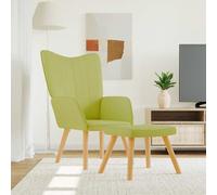 vidaXL Silla de relajación con taburete de tela verde