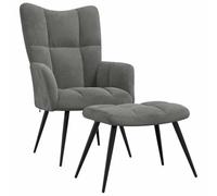 vidaXL Silla de Relajación con Taburete Reposapiés Asiento Sillón Salón Sala de Estar Estudio Escritorio Oficina Muebles Terciopelo Gris Oscuro