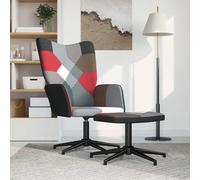 Sillón reclinable con reposapiés, diseño patchwork, tapizado en tela