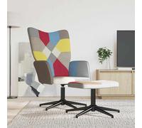 vidaXL Silla de relax con taburete tela patchwork