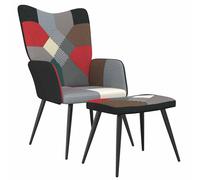 Sillón reclinable con reposapiés, diseño patchwork, tapizado en tela