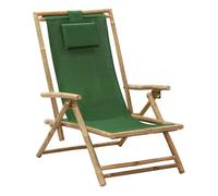 Vidaxl silla de relax reclinable de bambú y tela verde