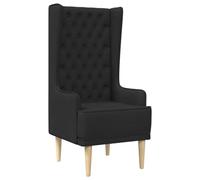 vidaXL Silla de Respaldo Alto con capitoné con Botones Negro Tela