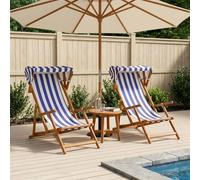vidaXL Silla de terraza 2 pcs 3 Posición Madera de Eucalipto Maciza