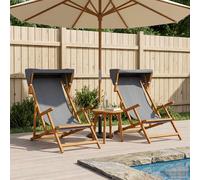 vidaXL Silla de terraza 2 pcs 3 Posición Madera de Eucalipto Maciza