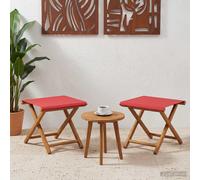 vidaXL: 2 sillas reclinables de madera de eucalipto maciza, color rojo