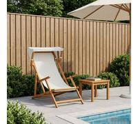 vidaXL Silla de terraza 3 Posición Madera de Eucalipto Maciza Crema