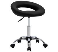 vidaXL Silla de trabajo con ruedas cuero sintético negro