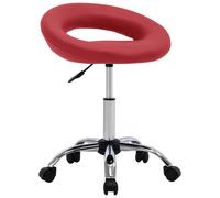 vidaXL Silla de trabajo con ruedas cuero sintético rojo tinto