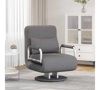 vidaXL Silla giratoria y sofá cama tela gris oscuro