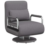 vidaXL Silla giratoria y sofá cama tela gris oscuro