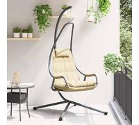 vidaXL Silla huevo colgante Acero 94 x 107 x 196,5 cm Beige