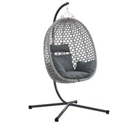 vidaXL Silla huevo colgante ratán sintético 104 x 100 x 191 cm Gris