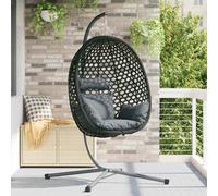 vidaXL Silla huevo colgante ratán sintético 104 x 100 x 191 cm Negro