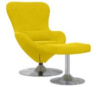 vidaXL Silla Huevo con Puff – Silla de salón giratoria moderna, terciopelo amarillo