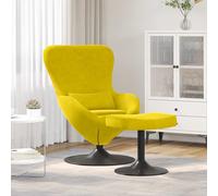 vidaXL Silla Huevo con Puff – Silla de salón giratoria moderna, terciopelo amarillo