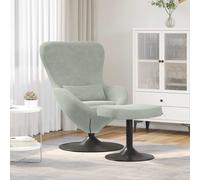 vidaXL Silla Huevo con Puff – Terciopelo Gris Claro – Giratoria, Moderna y Cómoda