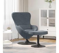vidaXL Silla huevo con puff – Giratoria, forma huevo, terciopelo gris oscuro