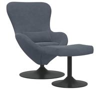 vidaXL Silla Huevo con Puff Gris Oscuro Terciopelo, Silla de salón Moderna, Asientos Elegantes, Terciopelo, cómodos, Forma de Huevo, giratoria para Relajarse en casa