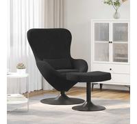 vidaXL Silla Huevo con Puff - Negro Terciopelo, Giratoria y Cómoda