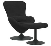 vidaXL Silla Huevo con Puff - Negro Terciopelo, Giratoria y Cómoda