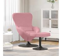 vidaXL Silla Huevo con Puff – Terciopelo rosa, giratoria, con asientos cómodos