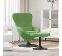 vidaXL Silla Huevo con Puff Verde claro Terciopelo