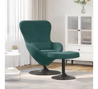 vidaXL Silla Huevo con Puff Verde oscuro Terciopelo
