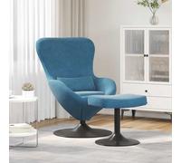 vidaXL Silla Huevo con Puff with Footstool Azul Terciopelo