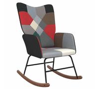 vidaXL Silla Mecedora Balancín Reclinable Asiento Butaca Sillón Salón Sala de Estar Muebles Mobiliario Relajante Decoración de Tela Patchwork