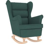 vidaXL Silla mecedora, color verde oscuro, 74x90x102 cm, tapizada en tela