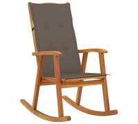 Silla mecedora de vidaXL con cojines, fabricada en madera de acacia maciza