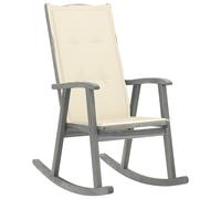 vidaXL Silla mecedora con cojines madera maciza de acacia gris