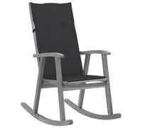 vidaXL Silla mecedora con cojines madera maciza de acacia gris
