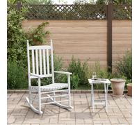 vidaXL Silla mecedora con mesa plegable madera maciza de álamo blanco
