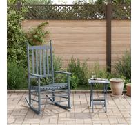 vidaXL Silla mecedora con mesa plegable madera maciza de álamo gris