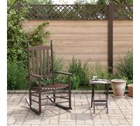 vidaXL Silla mecedora con mesa plegable madera maciza de álamo marrón