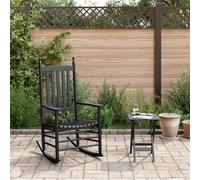 vidaXL Silla mecedora con mesa plegable madera maciza de álamo negro