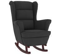 vidaXL Silla mecedora respaldo alto reclinable terciopelo negro patas balancín madera de caucho