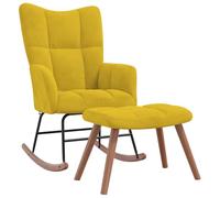 vidaXL Silla Mecedora con Reposapiés Balancín Reclinable Asiento Sillón Salón Sala de Estar Muebles Relajante Decoración Tela Amarillo Mostaza