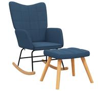 vidaXL Silla mecedora con reposapiés reclinable y balancín – Tela azul