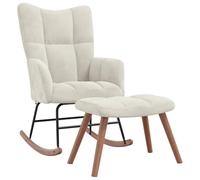 vidaXL Silla Mecedora con Reposapiés Balancín Reclinable Asiento Sillón Salón Sala de Estar Muebles Mobiliario Relajante Decoración Terciopelo Crema
