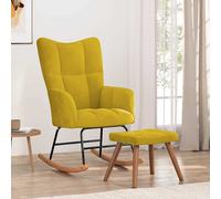 vidaXL Silla mecedora con reposapiés Balancín reclinable Tela Amarillo mostaza