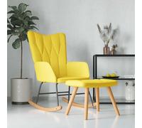 vidaXL Silla mecedora con reposapiés tela amarillo mostaza