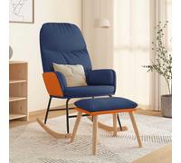 vidaXL Silla mecedora con reposapiés tela azul