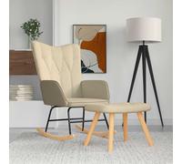 vidaXL Silla mecedora con reposapiés tela color crema