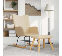 vidaXL Silla mecedora con reposapiés tela color crema