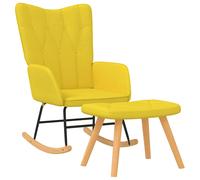 vidaXL Silla mecedora con reposapiés tela en color Amarillo mostaza/Gris claro/Azul y más | cómodas modernas ergonómicas para comedor cocina salón hogar